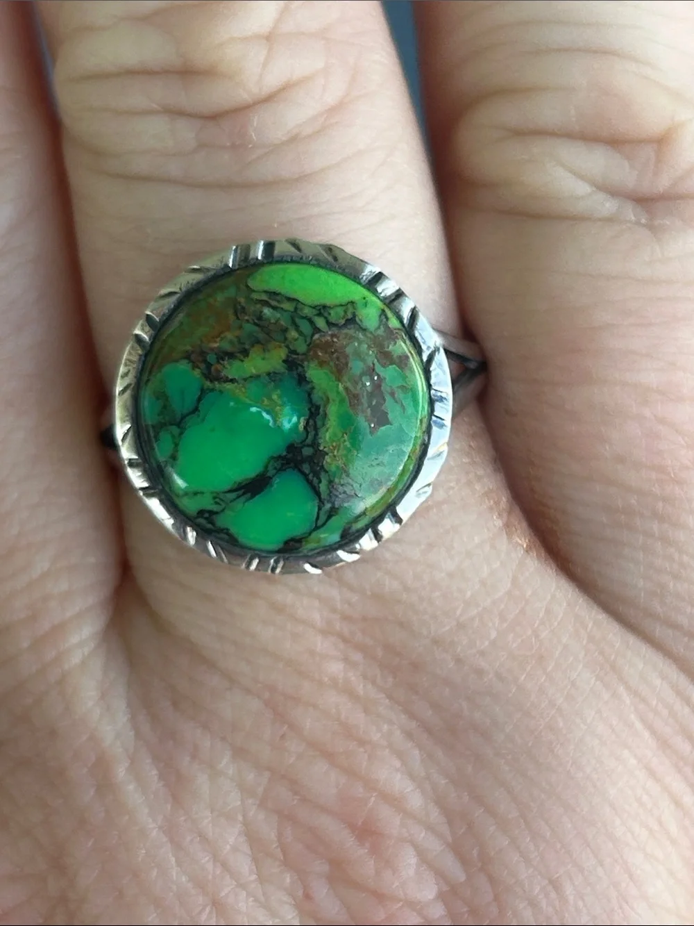 Vintage Mojave Turquoise Stamped Sterling Silver 925 Ring